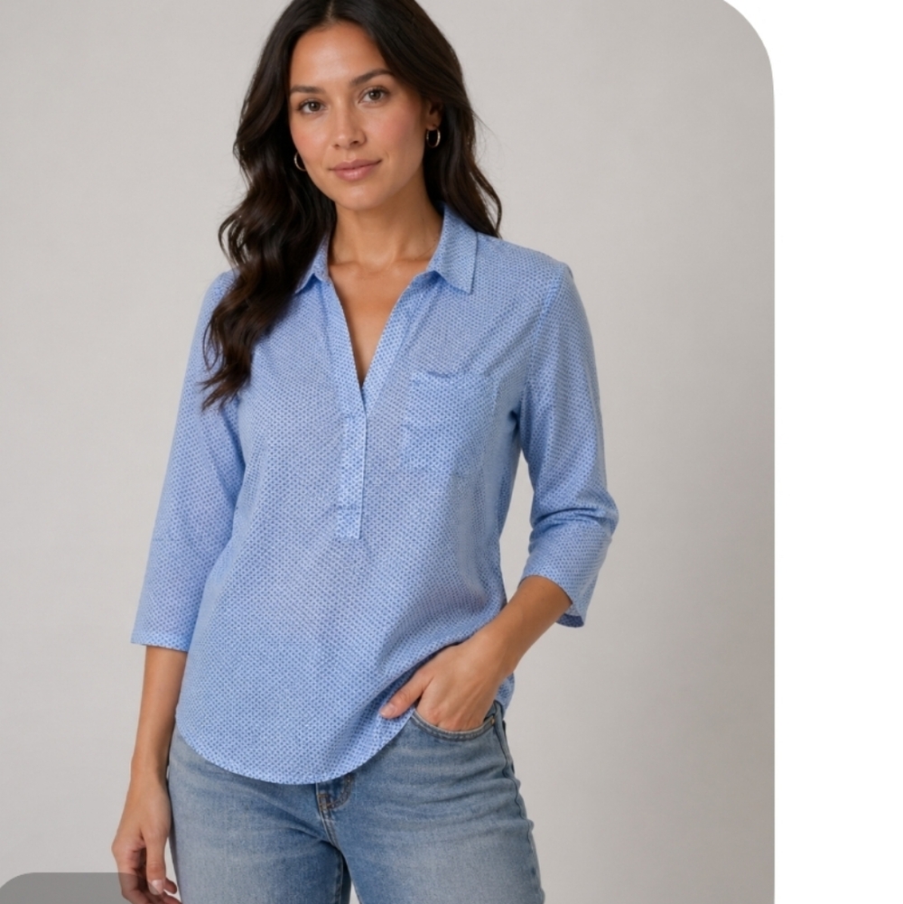 L.L. Bean lightweight 2/4 sleeve high low blouse Small